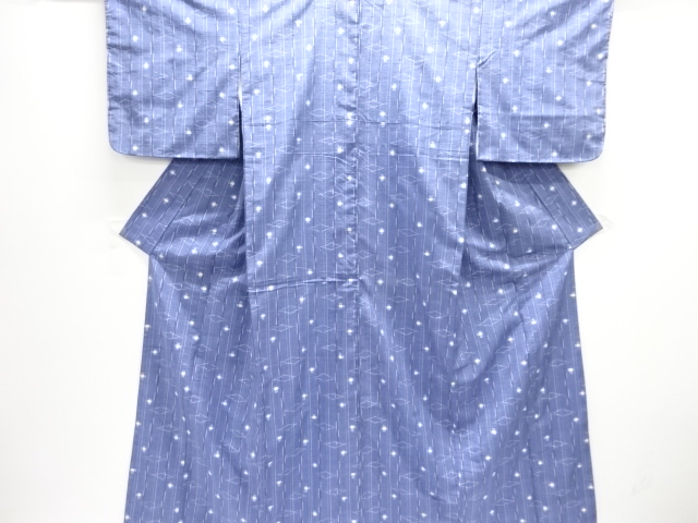 縞に絣柄織り出し手織り紬着物